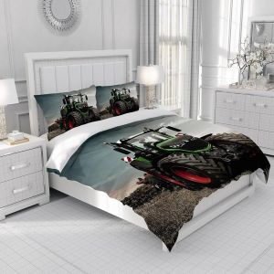 Cheng-Housse De Couette Tracteur,3d Motif Tracteur Parure De Lit 3 Pièces,Motif Tracteurs Pour Enfant Garçon Housse De Couette En Avec 2 Taies D'oreiller(Tracteur 6, 200 X 200 Cm) - Neuf