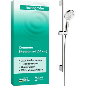 Crometta Set de douche Vario avec barre Unica'Croma 65 cm, blanc/chrom&eacute;, 26532400 - Neuf