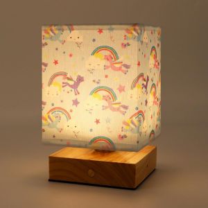 Kal-Lampe De Chevet Enfant Rechargeable Lampe Veilleuse Bureau Chambre Fille Lumiere Bébé Maternité Lampe De Table Avec Abat-Jour Motif Licorne - Neuf