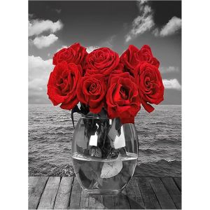 Ayuhr-Rose Kit De Peinture Diamant 5d, Fleurs Bricolage Strass Diamond Pasted Painting Broderie Point De Croix Diamant Arts Craft Pour Home Décoration Murale (30x40cm) - Neuf