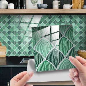 Adhésif Crédence pour la Cuisine, la Brique de 25 Pcs Stickers muraux salle de Bain Cuisine Colle de Carreaux de Mur avec des Motifs de Carrelage Pvc Adhésif Mural Dalle S: 10 x 10 cm - Neuf