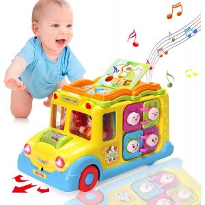 TDRFL-Jouet Enfant 1 An Filles Garçons Bus Intellectuel Éducatif,Jouet Bébé 12 18 Mois Sons D'Animaux/Musique/Mouvement Jjouet Préscolaire Jouet D'Apprentissage Précoce Pour Enfants 1 2 3 Ans Cadeau - Neuf