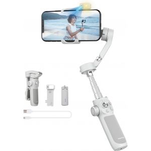 SUBZONAL-FEIYU TECH VB4 Kit Stabilisateur Smartphone avec Suivi 3 Axes,Traceur Magn&eacute;tique AI 2-en-1&Lumi&egrave;re de Remplissage ACC.,Tige d'extension de 216mm,Charge utile de 260g,Stabilisateur pour iPhon - Neuf