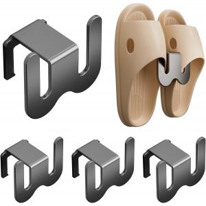 Tianyi-4 Pi&egrave;ce Support Mural Pour Pantoufles,Supports &Agrave; Chaussures Muraux,Range Chaussure Sans Per&ccedil;age,&Eacute;tag&egrave;re &Agrave; Chaussures &Agrave; Suspendre, Pour Salle De Bain, Salon, Couloir (Gris) - Neuf