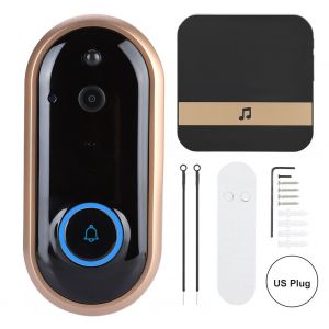 Sonnette video intelligente Wi-Fi, interphone de securite domestique sans fil, interphone visible avec carillon - Neuf