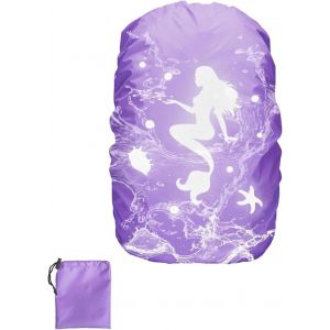 ERYI-Housse Sac À Dos Imperméable,Protection Sac À Dos Pluie Réfléchissante Avec Élastique Et Sac De Rangement,Protege Sac A Pluie Pour Enfant Garçon Vélo Nocturne Camping Voyage,30-40L,Violet - Neuf