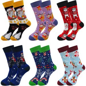 Jgd-Chaussette Hommes Fantaisie Dr&ocirc;le: Chaussette De No&euml;l Coton Rigolotes Id&eacute;e Cadeau Homme Chaussettes D'hiver Chaudes Imprim&eacute; Humour P&egrave;re No&euml;l Motif Eu 39-46 - Neuf