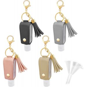 Lbgwp60-Lotde 4 Bouteilles De Voyage Vides Portables Pour Trousseau De Clés, 30 Ml, Flacon De Recharge Avec Porte-Clés Bouteilles Et Entonnoirs, Désinfectant Pour Les Mains, Désinfectant Pour Les - Neuf