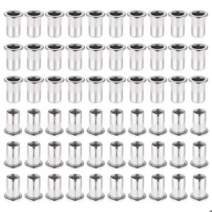 Lot 60 pcs 304 Ecrou a Sertir M6 en Acier Inoxydable T&ecirc;te Plate Ecrou Aveugle Rivet Filet&eacute; Ecrou a Rivet - Neuf