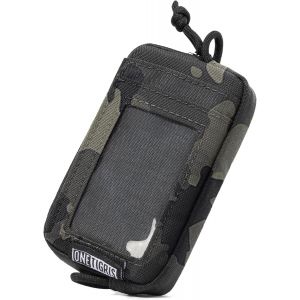 CAUC-Porte-Monnaie Tactique Petit et Minimaliste ¿ Portefeuille de Poche avec Fermeture Éclair - Porte-Carte de Crédit Nylon 500D Résistant à l¿Eau pour Homme et Femme (Camo Noir - Neuf