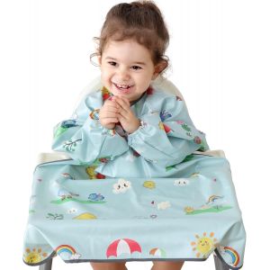 Bavoir Bebe & Bavoir De Sevrage Avec Bavoir Manches, Se Fixe &Agrave; Votre Chaise Haute, Bavoirs Pour B&eacute;b&eacute; Avec Manches Imperm&eacute;ables, Confortables Et Doux Pour Blw Mess-6 Mois &Agrave; 3 Ans - Neuf