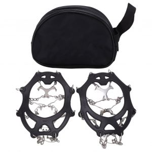 Lot De 2 Crampons D'alpinisme 12 Dents En Acier Inoxydable, Couvre-Chaussures Antiderapants, Noirs, Taille L - Neuf