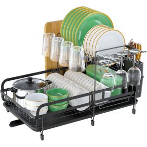 Egoutoire Vaisselle Cuisine 2 Niveaux, Égouttoir Vaisselle En Acier Inoxydable, Avec Plaque De Drainage Et Buse Rotative 360°, Extensible Egouttoir À Vaisselle, Egouttoir Vaisselle Sur Evier - Neuf