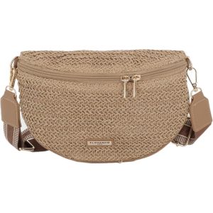 SJZG-Sac Banane Paille Tress&eacute;e Femme - Sac &Agrave; Bandouli&egrave;re Tiss&eacute; En Rotin - Besace De Plage D`&Eacute;t&eacute; Port&eacute; &Eacute;paule Portrine - Boh&egrave;me Tendance (Camel) - Neuf