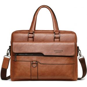 acdsgd-Homme Mallettes PU Cuir Sac &agrave; Bandouli&egrave;re Affaire Sac &agrave; Main Sacoche 12.9 Pouces Sac Cabas Sac &agrave; Bandouli&egrave;re Sac de Cours Sacs &agrave; Main port&eacute;s &eacute;paule pour Coll&egrave;ge Cours Voyage Brun Clair - Neuf