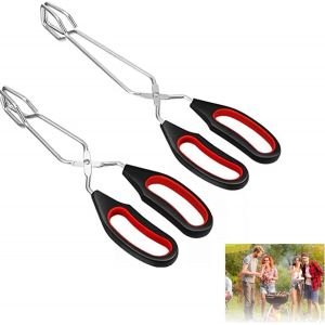 ASFASFq-Lot de 2 pinces à barbecue antidérapantes et résistantes à la chaleur - En acier inoxydable - Pour la cuisine, la pâtisserie, le barbecue - Pour tourner et serrer les aliments - Neuf