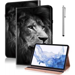 Coque pour Lenovo Tab M10 3rd Gen 2022 10.1"" (TB328FU/TB328XU) avec Stylet,&Eacute;tui Housse de Protection Ultra Fin en Cuir PU avec Fonction Support pour Lenovo Tab M10 3rd Gen-Lion - Neuf
