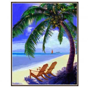 Hjlian Peinture Diamant A Faire Soi-Meme, Broderie En Strass, Decoration Coloree Pour La Maison (Bord De Mer) - Neuf