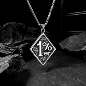 Européen Et Américain Titane Acier Étiquette Pendentif Personnalité Punk Rétro Tendance Hommes S Acier Inoxydable 1 % Collier Usine Approvisionnement Direct - Neuf