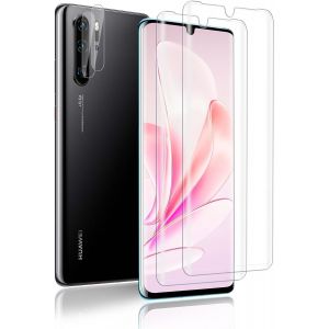 Sjzg-Lot De 2 Films De Protection D'&eacute;cran En Verre Blind&eacute; Pour Huawei P30 Pro + 2 Films De Protection Pour Appareil Photo, Duret&eacute; 9h, Film De Protection D'&eacute;cran Huawei P30 Pro, Sensitive Touch, Hd - Neuf