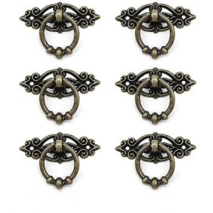 6pcs Vintage Tiroir Poigne Classique Armoire Poigne Poignes de Porte Pour Cuisine Salon Chambre Placard Armoire Dressing - Bronze Antique - Neuf