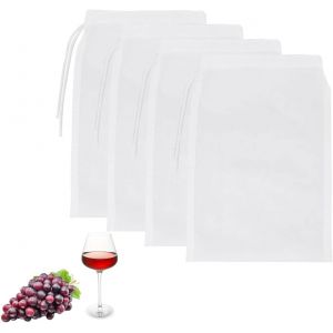 Mevronisshop-Lot De 4 Sac A Lait Vegetal,20x30cm R&eacute;utilisables Alimentaire - Nylon - Avec Cordon De Serrage - Cheese Cloth Pour Fromage,Jus De Fruits,Caf&eacute;,Jus De L&eacute;gumes, Alimentaire - Neuf