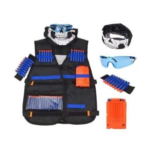 Ensemble De Gilet De Combat Tactique Pour Enfants - Gilet R&eacute;glable, Lunettes, &Eacute;charpe, 30 Fl&eacute;chettes En Mousse Et Clips De Rechargement Pour Un Plaisir Nerf Ultime ! - Neuf