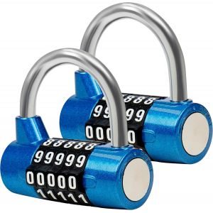Belle Vous Cadenas Code &agrave; 5 Chiffres Bleu (Lot de 2) 6,5 x 2,5 cm Int&eacute;rieur/Ext&eacute;rieur R&eacute;initialisable et Imperm&eacute;able Cadenas Casier de Gym, Travail et Ecole, Portes, Cl&ocirc;tures et Abris - Neuf