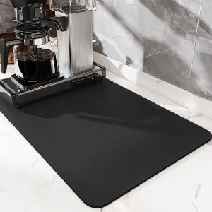 Kalanka-Tapis Egouttoir Vaisselle, 50 X 40 Cm, Tapis Machine A Cafe Pour Cuisine, Antid&eacute;rapant, Noir - Neuf