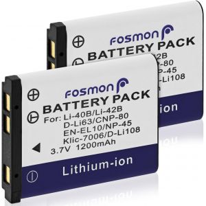 2 Batteries de Rechange Li-40B/Li-42B ¿ Batterie Rechargeable 1200mAh Compatible avec Appareils Photo Olympus,Nikon EN-EL10,Casio NP-80,Fujifilm NP-45,Kodak KLIC-7006,Pentax D-LI63 - Neuf