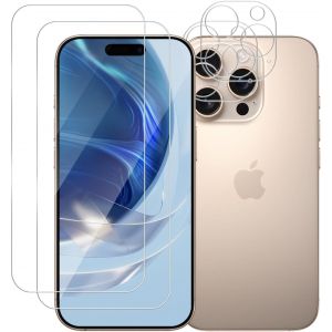 Kal-Lot De 2 + 2 Films De Protection D'écran En Verre Blindé Pour Iphone 16 Pro 5g, Ultra Transparent, Ultra Résistant, Haute Clarté - Neuf