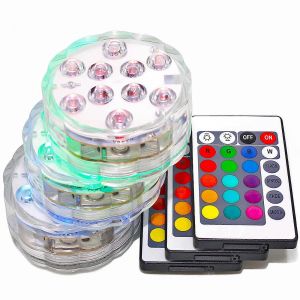 Lumière LED d'atmosphère de plongée,bougie chauffe-plat alimentée par batterie,lumière de vase étanche à changement de couleur avec télécommande - Neuf