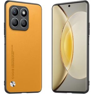 Kal-&Eacute;tui Adapt&eacute; &Agrave; Honor X8c (6.7""), Housse Coque En Cuir M&eacute;tallique De La S&eacute;rie Code - Jaune - Neuf