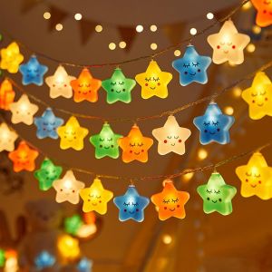 Kal-Guirlande Lumineuse En Forme D'étoile, Guirlande Lumineuse Led Pour Chambre D'enfant, À Piles, Design Étoile, Guirlande Lumineuse Pour Intérieur Et Extérieur, Jardin, Mariage, Décoration De Chamb - Neuf