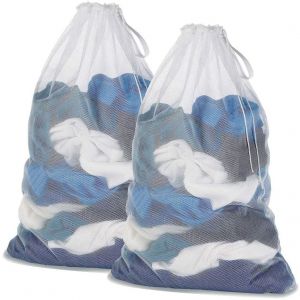 (2 pièces) de Maille de blanchisserie, lave-linge, sacs à linge, mesh, tissu, corde, filet sac de machine à laver - Neuf