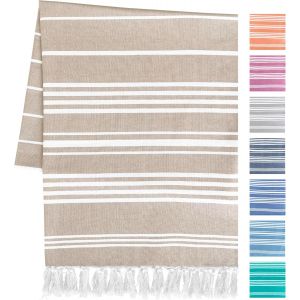 Kal-Serviette De Plage En Coton Drap De Plage Couverture Pique Nique Natte De Plage Plaid En Coton Serviette De Bain Fouta Plage Serviette De Plage Xxl (Naturel) - Neuf