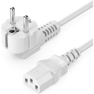 meimie-7,5M Câble D'Alimentation Contact De Protection Fiche Type F(Cee 7/4) Coudé À 90° Vers Le Connecteur D'Alimentation C13 Connecteur Femelle Pc Moniteur D'Ordinateur Imprimante Beamer-Blanc - Neuf