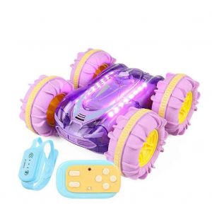 Voiture de cascade t&eacute;l&eacute;command&eacute;e 2,4 GHz, v&eacute;hicule amphibie transparent et l&eacute;ger, double face, avec contr&ocirc;le des gestes et des roues en PU - Neuf