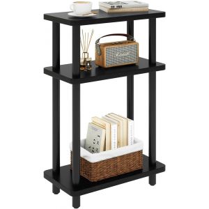 SUBZONAL-Table d'appoint &eacute;troite, Table d'appoint &agrave; 3 niveaux avec &eacute;tag&egrave;re de rangement Noire, Table fine et petite, 40x18x62,5cm, Table de chevet mince pour salon chambre bureau, Assemblage sans out - Neuf