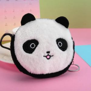 QCYL-Porte-monnaie en peluche mignon panda animal porte-monnaie fermeture éclair porte-monnaie USB filaire casque mini sac clé sac cadeau d'anniversaire pour enfants,xiongmao F - Neuf