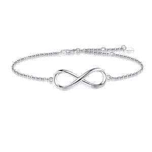 Bracelet Infini En Argent 925 Plaque Or 14 Carats, Bijou Cadeau Pour Femme - Neuf