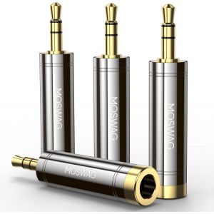 LORANKA-MOSWA Adaptateur Jack St&eacute;r&eacute;o 3,5 mm M&acirc;le vers 6,35 mm Femelle pour Amp Adapter, Guitars, Speakers, Tablet, Phones, Mixer, Electronic Piano (4 Pack) - Neuf