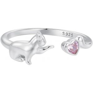 Kahfl-Bague De Animaux Pour Femme Fille 925 Argent Sterling Mignon Dragon/Dinosaure/Chat/Oiseau Fleur Réglable Ouverte Bague Avec Zircon Bijoux D'anniversaire Cadeaux Pour Femmes - Neuf