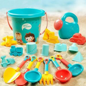 Kal-18 Pi&egrave;ces Kit De Jeu De Plage Enfant,Jeux Sable Avec Seau Plage,Jouet De Sable Avec Sac En Filet,Jouets De Plage Pour Enfants, B&eacute;b&eacute; Jeux De Sable Et De Plage,Jouet De Plage Enfant - Neuf