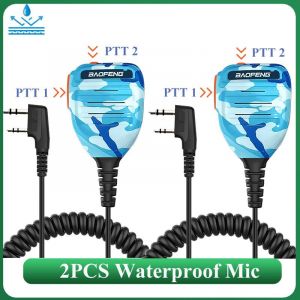 haut-parleur talkie-walkie,2 pièces,micro PTT étanche pour UV-5RH DM-1701 UV-17 UV-K5 UV-K6 UV18 Pro,accessoires Radio - Type Blue Camo-2 - Neuf