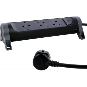 Multiprise rotative,3 prises,montage mural ou sur table,interrupteur marche/arrêt LED,câble de 1,5 m,noir/gris foncé,694528 - Neuf