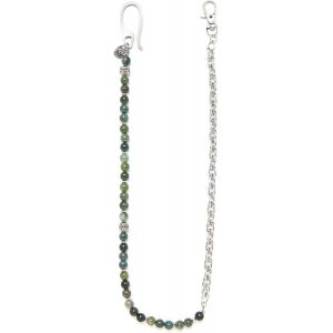 TRAHOO-Chaîne porte-clés homme pour pantalon, chaîne pour portefeuille avec pierres naturelles et détails couleur argent antique, chaîne avec mousqueton pour clés - Neuf