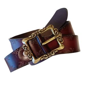 Promotion ! Ceinture Cuir 'cordoue' Marron - Largeur 35 Mm, Boucle 70x50 Mm - Neuf