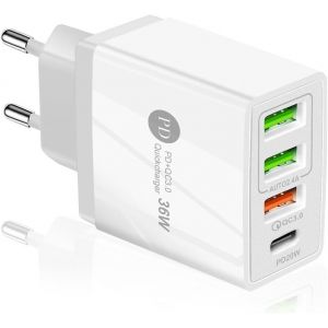 KALCX-Rapide Chargeur 36W Pd&Qc3.0 Chargeur Usb C Secteur Rapide Prise Type C Mural Adaptateurs De Quick Charge Multiple 4 Ports Universel Pour Iphone Samsung Huawei Xiaomi Htc Lg Motorola Honor Ipad - Neuf