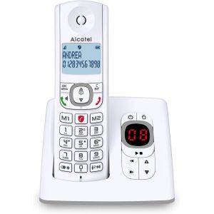 F530 Voice - T&eacute;l&eacute;phone Fixe Sans Fil Dect Avec R&eacute;pondeur - Grand &Eacute;cran R&eacute;tro&eacute;clair&eacute; - Mains Libres - Fonction Blocage Des Appels - 2 Touches De M&eacute;moires Directes - Blanc/Gris - Neuf